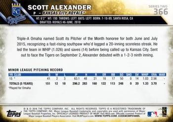 2016 Topps #366 Scott Alexander Back