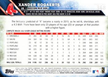 2016 Topps #368 Xander Bogaerts Back