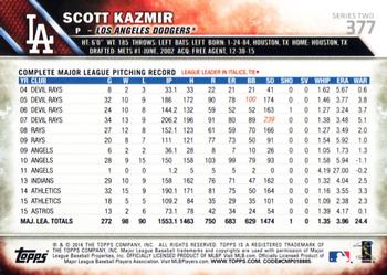 2016 Topps #377 Scott Kazmir Back