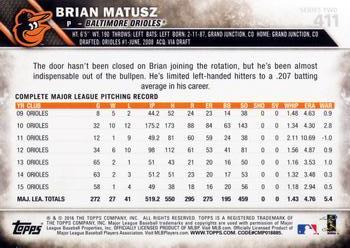 2016 Topps #411 Brian Matusz Back