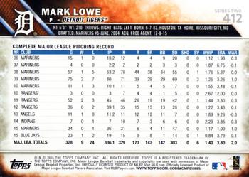 2016 Topps #412 Mark Lowe Back