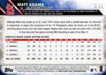 2016 Topps #434 Matt Adams Back