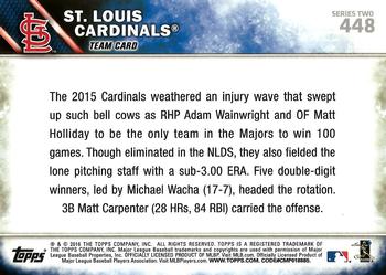 2016 Topps #448 St. Louis Cardinals Back