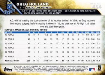2016 Topps #454 Greg Holland Back