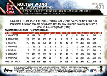 2016 Topps #471 Kolten Wong Back
