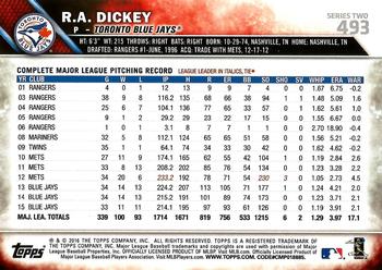 2016 Topps #493 R.A. Dickey Back