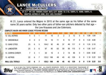 2016 Topps #563 Lance McCullers Back