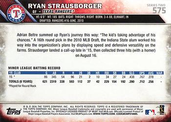 2016 Topps #575 Ryan Strausborger Back