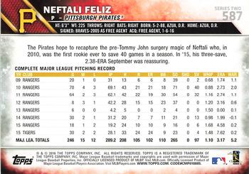 2016 Topps #587 Neftali Feliz Back