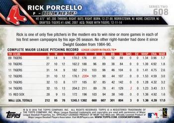 2016 Topps #608 Rick Porcello Back