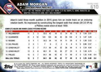 2016 Topps #610 Adam Morgan Back
