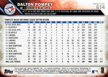 2016 Topps #614 Dalton Pompey Back