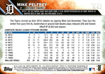 2016 Topps #642 Mike Pelfrey Back