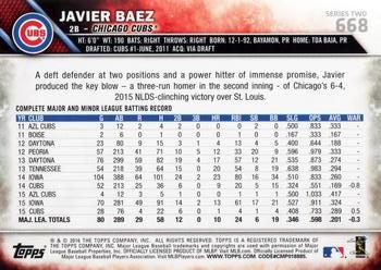 2016 Topps #668 Javier Baez Back
