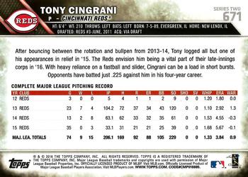 2016 Topps #671 Tony Cingrani Back