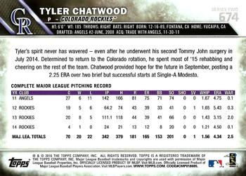 2016 Topps #674 Tyler Chatwood Back