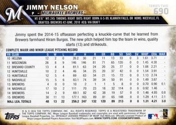 2016 Topps #690 Jimmy Nelson Back