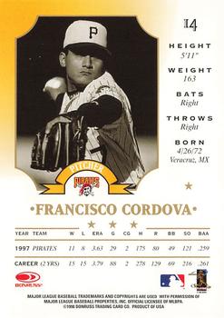 1998 Leaf #14 Francisco Cordova Back