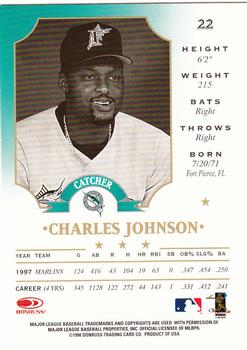 1998 Leaf #22 Charles Johnson Back