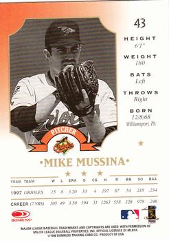 1998 Leaf #43 Mike Mussina Back