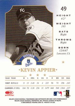 1998 Leaf #49 Kevin Appier Back