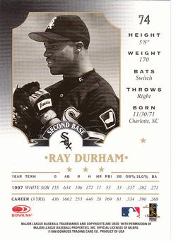 1998 Leaf #74 Ray Durham Back
