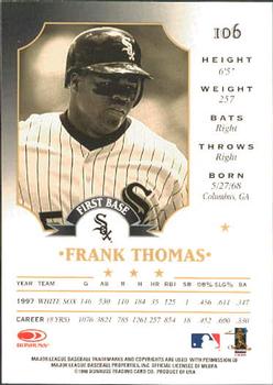 1998 Leaf #106 Frank Thomas Back