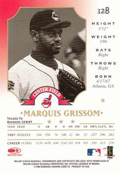 1998 Leaf #128 Marquis Grissom Back
