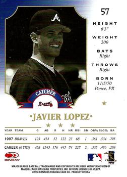 1998 Leaf #57 Javier Lopez Back