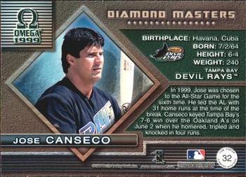 1999 Pacific Omega - Diamond Masters #32 Jose Canseco  Back