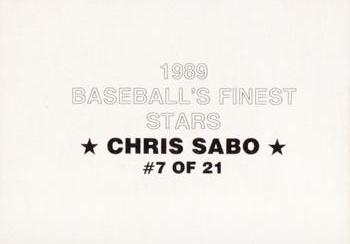 1989 Baseball's Finest Stars (unlicensed) #7 Chris Sabo Back