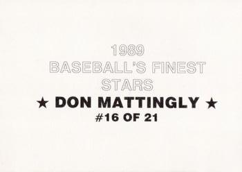1989 Baseball's Finest Stars (unlicensed) #16 Don Mattingly Back