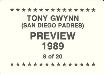1989 Preview (unlicensed) #8 Tony Gwynn Back