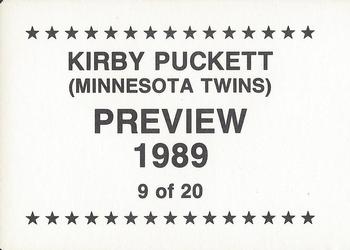 1989 Preview (unlicensed) #9 Kirby Puckett Back