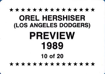 1989 Preview (unlicensed) #10 Orel Hershiser Back
