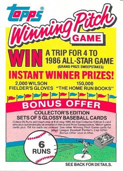1985 Topps - Winning Pitch Game #NNO 6 Runs Front
