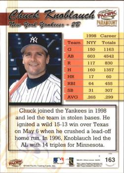 1999 Pacific Paramount - Gold #163 Chuck Knoblauch Back