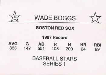 1988 Baseball Stars Series 1 (unlicensed) #4 Wade Boggs Back