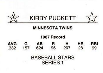 1988 Baseball Stars Series 1 (unlicensed) #6 Kirby Puckett Back