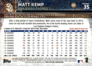 2015 Topps Chrome - Purple Refractor #35 Matt Kemp Back