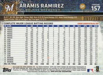 2015 Topps Chrome - Purple Refractor #157 Aramis Ramirez Back