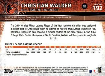 2015 Topps Chrome - Sepia Refractor #192 Christian Walker Back