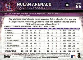 2015 Topps Chrome - Pink Refractor #66 Nolan Arenado Back
