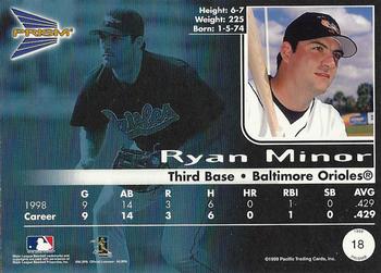 1999 Pacific Prism - Holographic Gold #18 Ryan Minor  Back