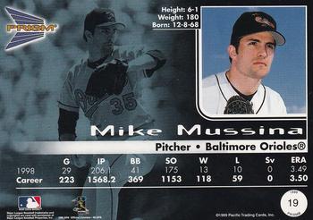 1999 Pacific Prism - Holographic Mirror #19 Mike Mussina  Back