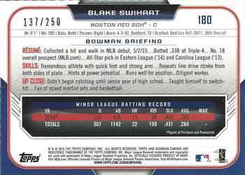 2015 Bowman Chrome - Purple Refractors #180 Blake Swihart Back
