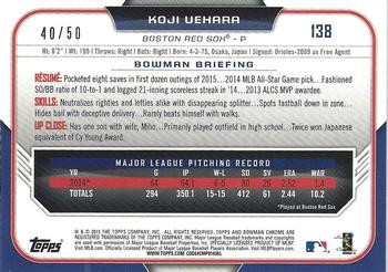 2015 Bowman Chrome - Gold Refractors #138 Koji Uehara Back