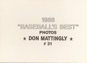 1988 Baseball's Best Photos (unlicensed) #31 Don Mattingly Back