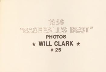 1988 Baseball's Best Photos (unlicensed) #25 Will Clark Back