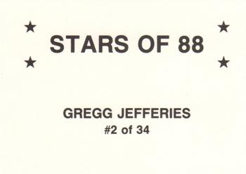 1988 Stars of '88 (unlicensed) #2 Gregg Jefferies Back